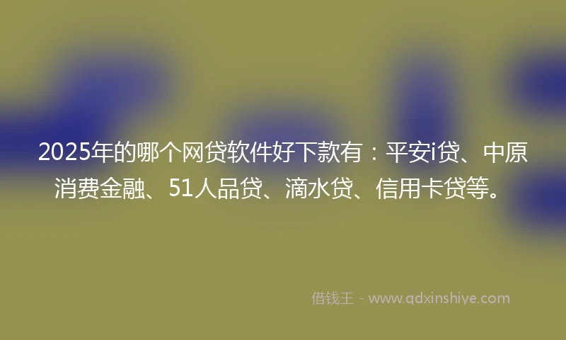 2025年的哪个网贷软件好下款有：平安i贷、中原消费金融、51人品贷、滴水贷、信用卡贷等。