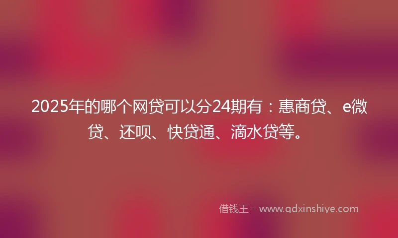 2025年的哪个网贷可以分24期有：惠商贷、e微贷、还呗、快贷通、滴水贷等。