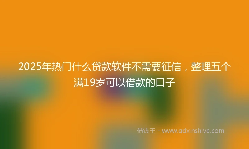 2025年热门什么贷款软件不需要征信，整理五个满19岁可以借款的口子