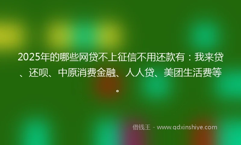 2025年的哪些网贷不上征信不用还款有：我来贷、还呗、中原消费金融、人人贷、美团生活费等。