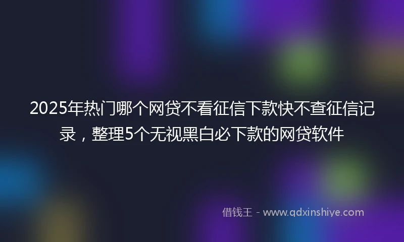 2025年热门哪个网贷不看征信下款快不查征信记录，整理5个无视黑白必下款的网贷软件