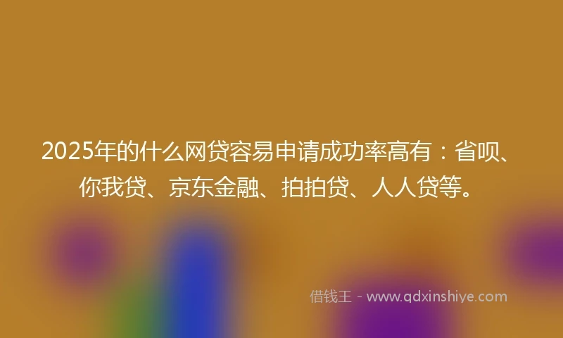 2025年的什么网贷容易申请成功率高有：省呗、你我贷、京东金融、拍拍贷、人人贷等。