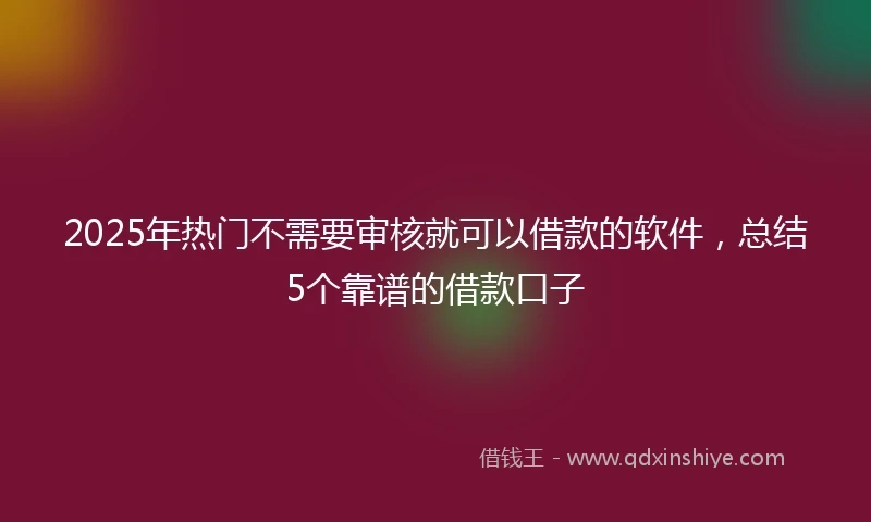 2025年热门不需要审核就可以借款的软件，总结5个靠谱的借款口子