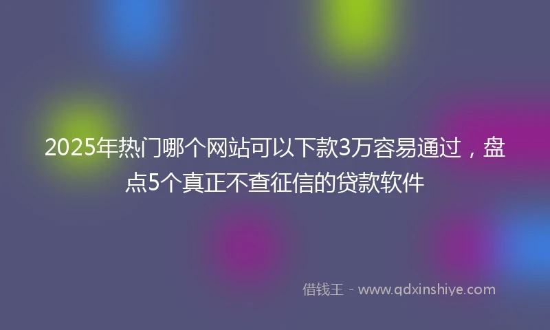 2025年热门哪个网站可以下款3万容易通过，盘点5个真正不查征信的贷款软件