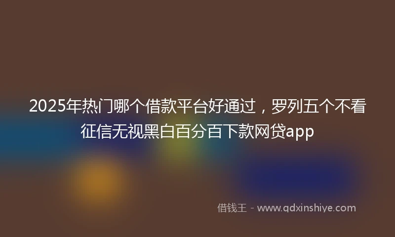 2025年热门哪个借款平台好通过，罗列五个不看征信无视黑白百分百下款网贷app