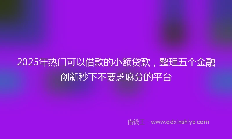 2025年热门可以借款的小额贷款，整理五个金融创新秒下不要芝麻分的平台