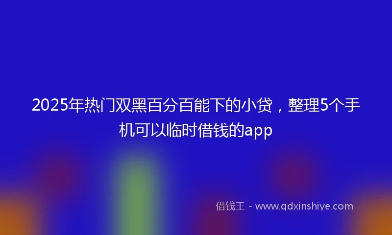 2025年热门双黑百分百能下的小贷，整理5个手机可以临时借钱的app