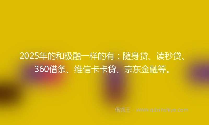 2025年的和极融一样的有：随身贷、读秒贷、360借条、维信卡卡贷、京东金融等。