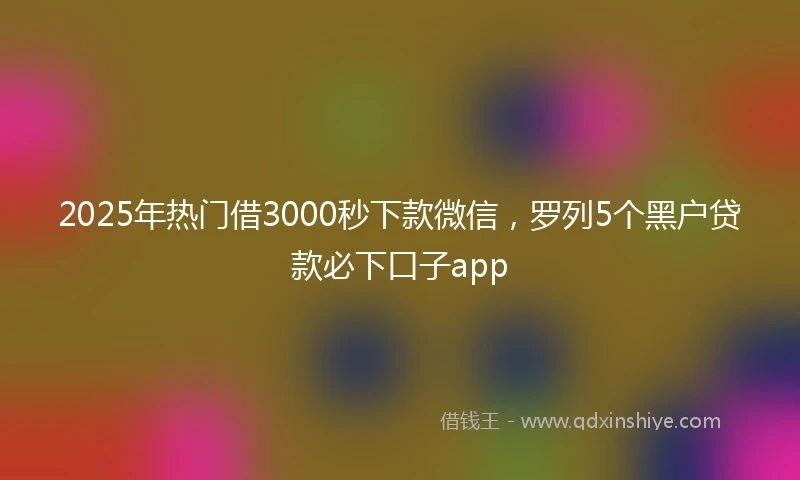 2025年热门借3000秒下款微信，罗列5个黑户贷款必下口子app