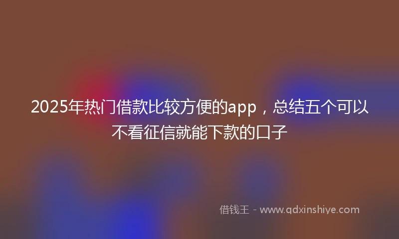 2025年热门借款比较方便的app,总结五个可以不看征信就能下款的口子