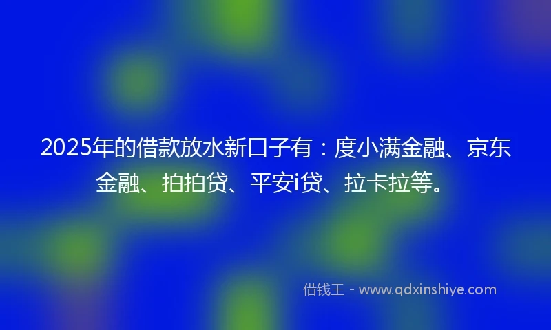2025年的借款放水新口子有：度小满金融、京东金融、拍拍贷、平安i贷、拉卡拉等。
