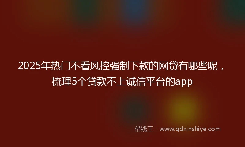 2025年热门不看风控强制下款的网贷有哪些呢,梳理5个贷款不上诚信平台的app
