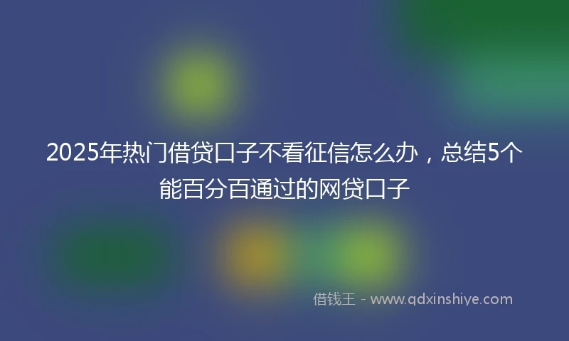 2025年热门借贷口子不看征信怎么办，总结5个能百分百通过的网贷口子