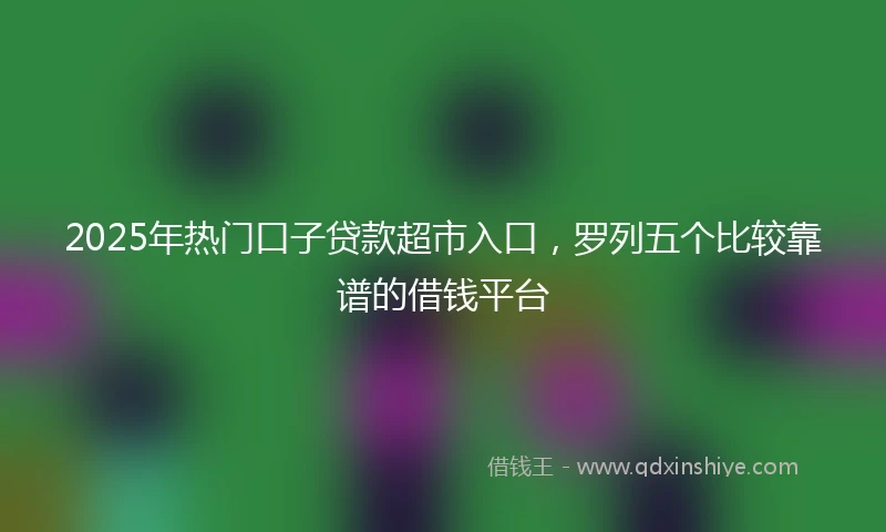 2025年热门口子贷款超市入口，罗列五个比较靠谱的借钱平台