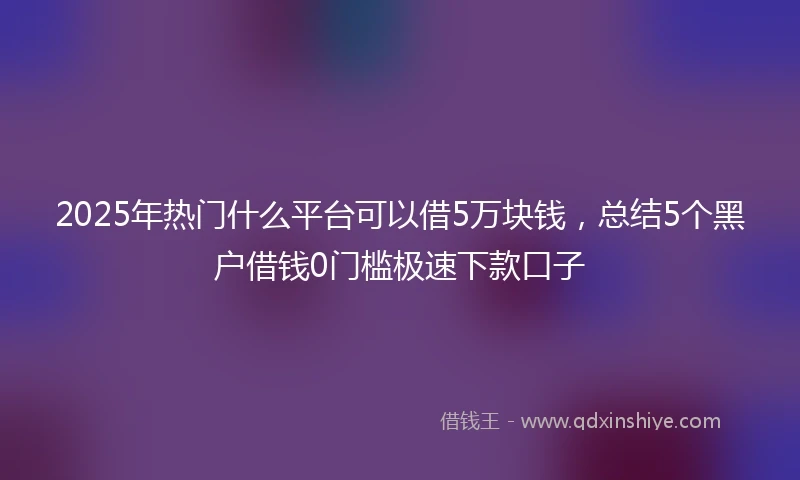 2025年热门什么平台可以借5万块钱，总结5个黑户借钱0门槛极速下款口子