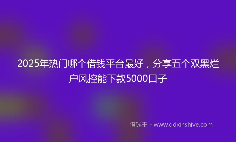 2025年热门哪个借钱平台最好,分享五个双黑烂户风控能下款5000口子