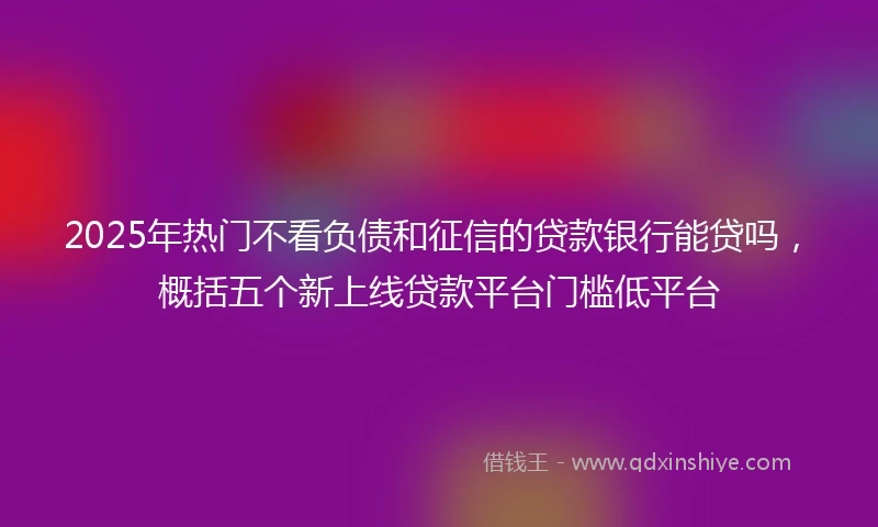 2025年热门不看负债和征信的贷款银行能贷吗,概括五个新上线贷款平台门槛低平台