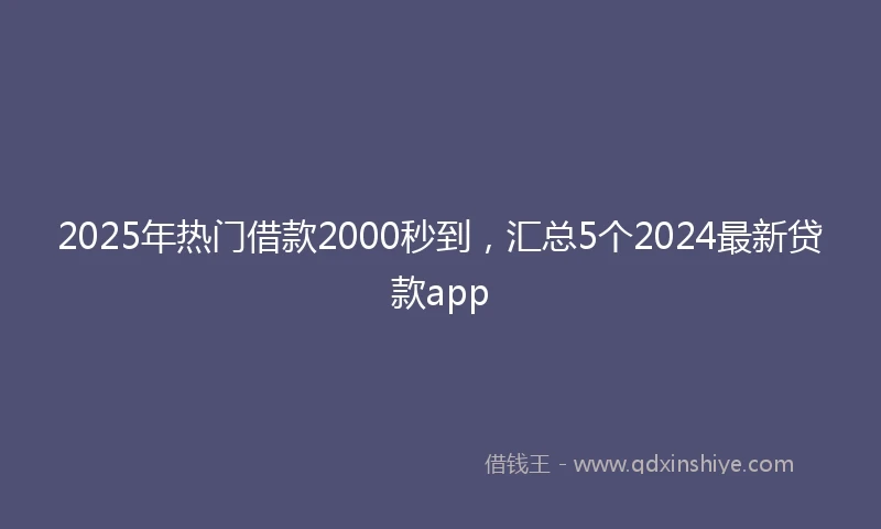 2025年热门借款2000秒到，汇总5个2024最新贷款app