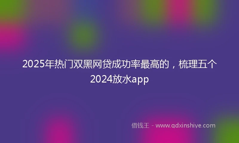 2025年热门双黑网贷成功率最高的，梳理五个2024放水app