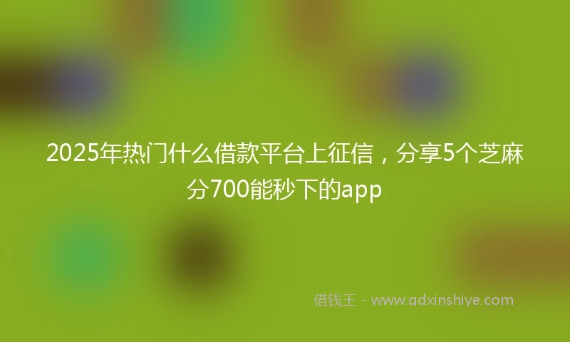 2025年热门什么借款平台上征信，分享5个芝麻分700能秒下的app