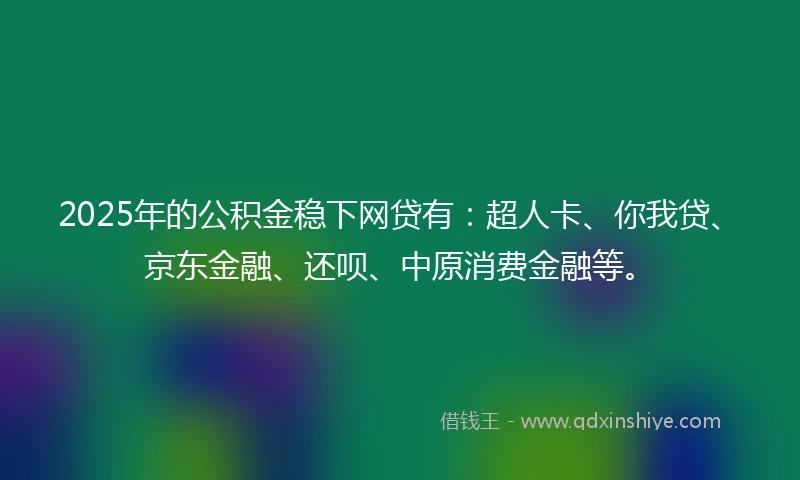 2025年的公积金稳下网贷有：超人卡、你我贷、京东金融、还呗、中原消费金融等。