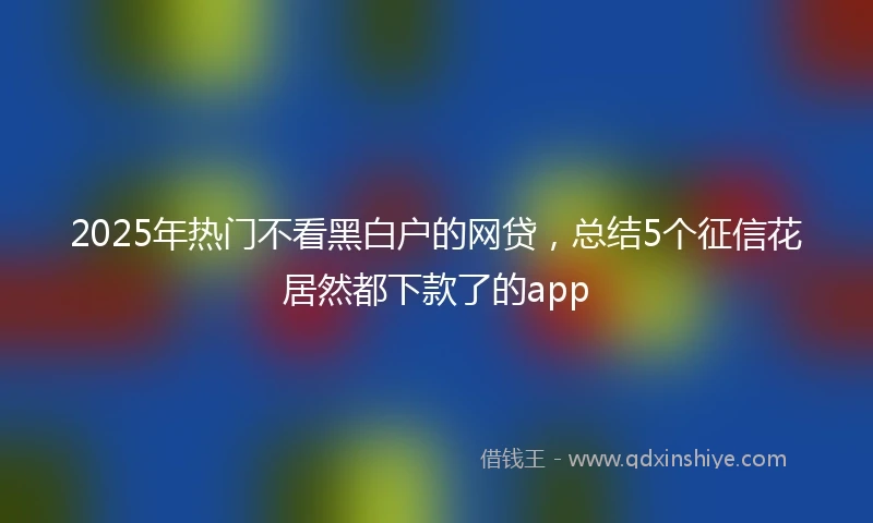 2025年热门不看黑白户的网贷，总结5个征信花居然都下款了的app