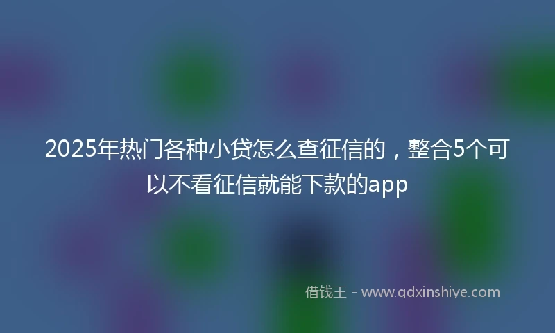 2025年热门各种小贷怎么查征信的，整合5个可以不看征信就能下款的app