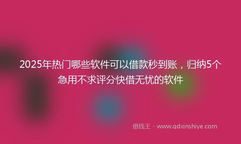 2025年热门哪些软件可以借款秒到账，归纳5个急用不求评分快借无忧的软件