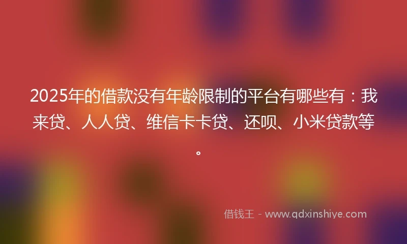 2025年的借款没有年龄限制的平台有哪些有：我来贷、人人贷、维信卡卡贷、还呗、小米贷款等。