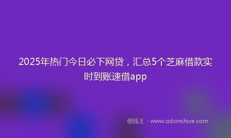 2025年热门今日必下网贷,汇总5个芝麻借款实时到账速借app