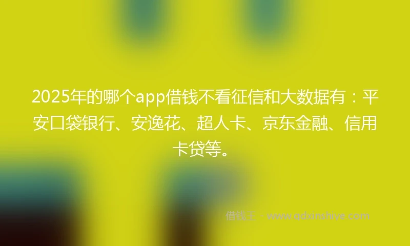 2025年的哪个app借钱不看征信和大数据有：平安口袋银行、安逸花、超人卡、京东金融、信用卡贷等。