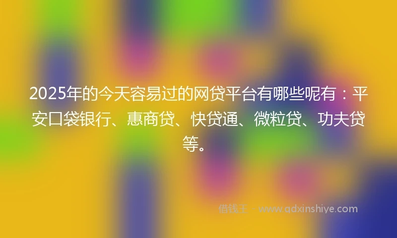 2025年的今天容易过的网贷平台有哪些呢有：平安口袋银行、惠商贷、快贷通、微粒贷、功夫贷等。