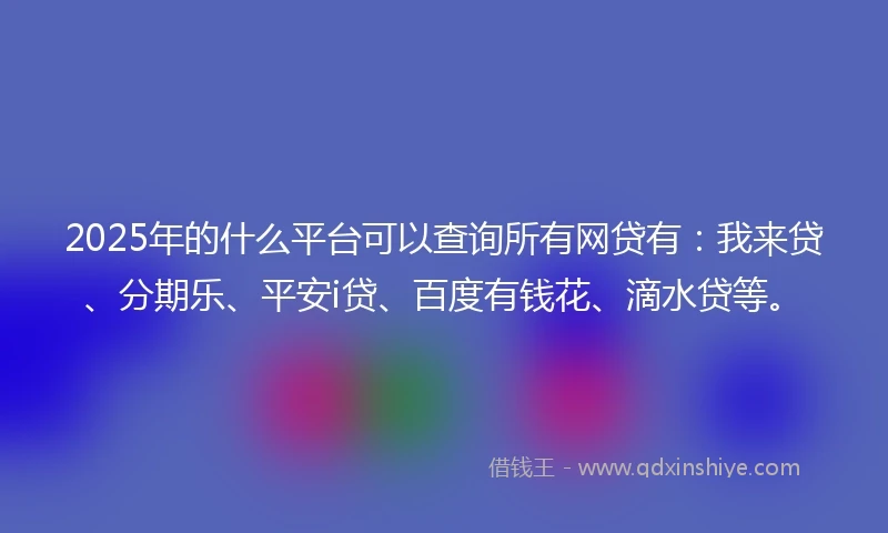 2025年的什么平台可以查询所有网贷有：我来贷、分期乐、平安i贷、百度有钱花、滴水贷等。