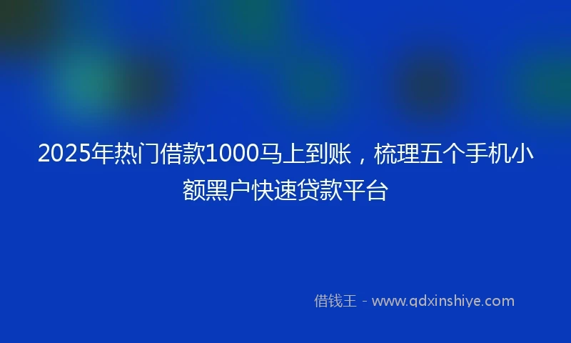2025年热门借款1000马上到账，梳理五个手机小额黑户快速贷款平台