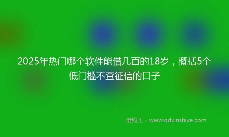 2025年热门哪个软件能借几百的18岁，概括5个低门槛不查征信的口子