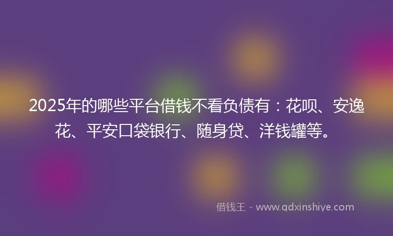 2025年的哪些平台借钱不看负债有：花呗、安逸花、平安口袋银行、随身贷、洋钱罐等。