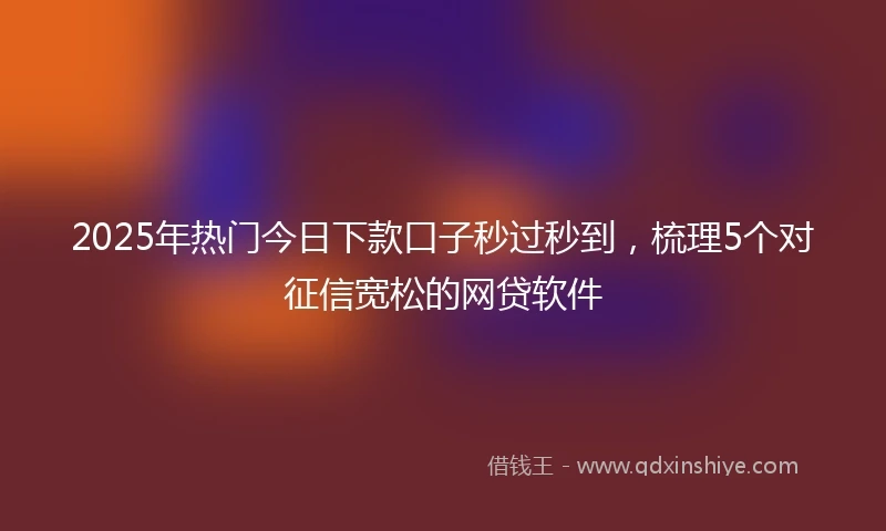 2025年热门今日下款口子秒过秒到,梳理5个对征信宽松的网贷软件