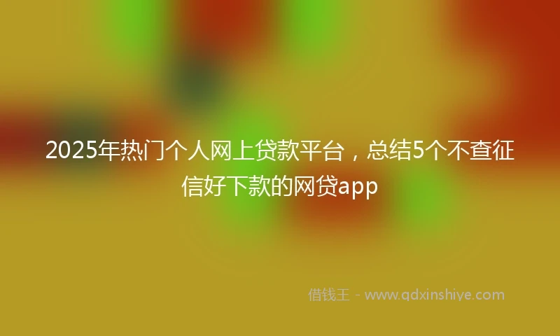 2025年热门个人网上贷款平台,总结5个不查征信好下款的网贷app