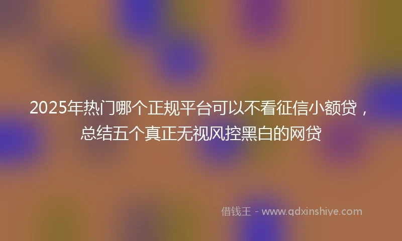 2025年热门哪个正规平台可以不看征信小额贷，总结五个真正无视风控黑白的网贷
