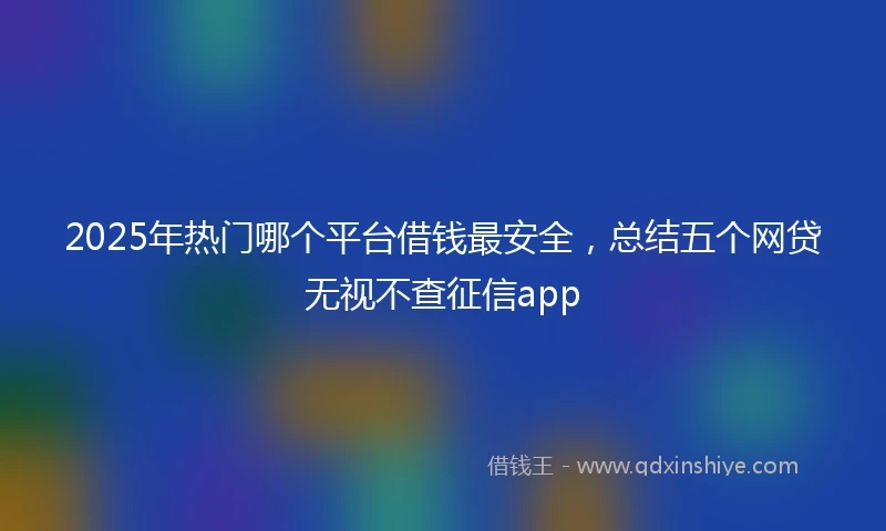 2025年热门哪个平台借钱最安全,总结五个网贷无视不查征信app