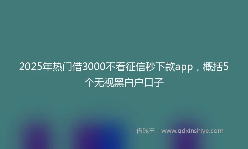 2025年热门借3000不看征信秒下款app，概括5个无视黑白户口子