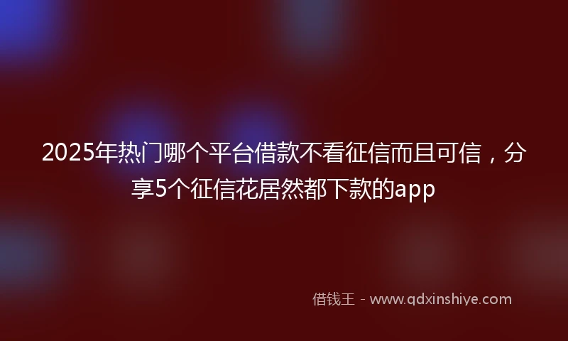 2025年热门哪个平台借款不看征信而且可信，分享5个征信花居然都下款的app
