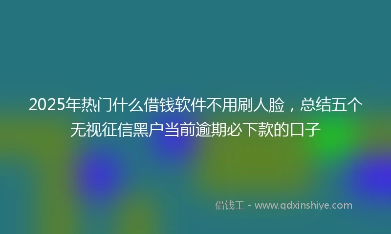 2025年热门什么借钱软件不用刷人脸,总结五个无视征信黑户当前逾期必下款的口子