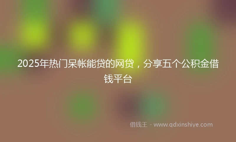 2025年热门呆帐能贷的网贷，分享五个公积金借钱平台