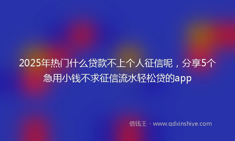 2025年热门什么贷款不上个人征信呢，分享5个急用小钱不求征信流水轻松贷的app