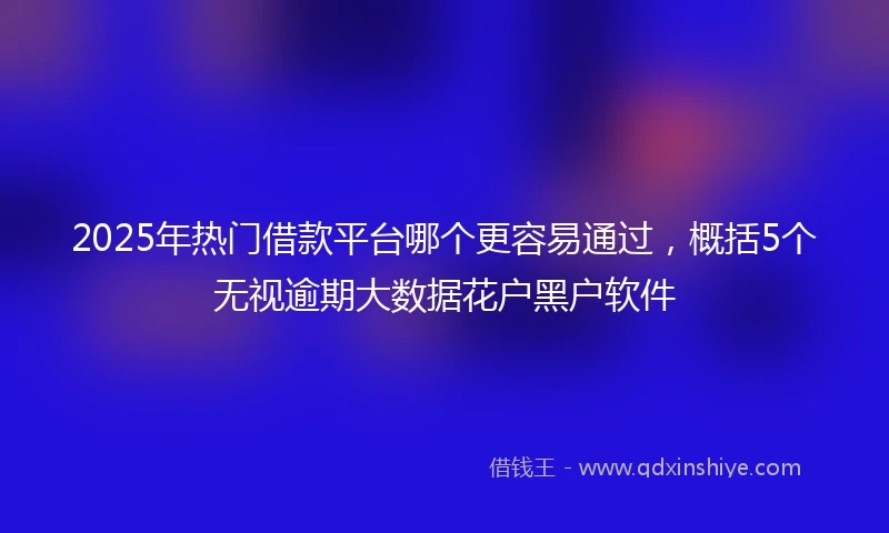 2025年热门借款平台哪个更容易通过，概括5个无视逾期大数据花户黑户软件
