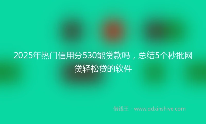 2025年热门信用分530能贷款吗，总结5个秒批网贷轻松贷的软件