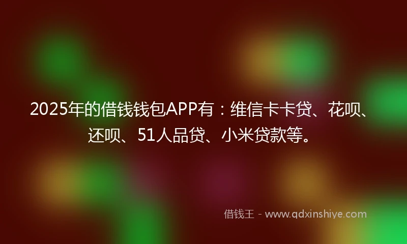 2025年的借钱钱包APP有：维信卡卡贷、花呗、还呗、51人品贷、小米贷款等。