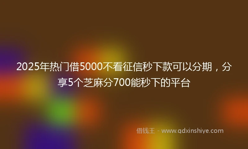 2025年热门借5000不看征信秒下款可以分期，分享5个芝麻分700能秒下的平台