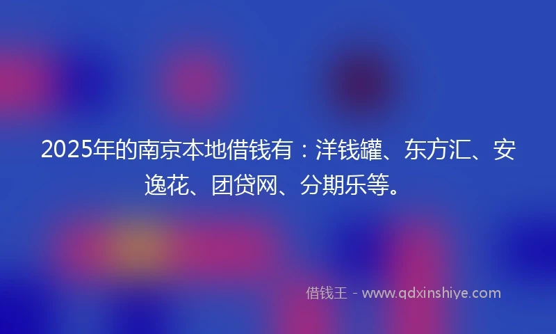 2025年的南京本地借钱有：洋钱罐、东方汇、安逸花、团贷网、分期乐等。